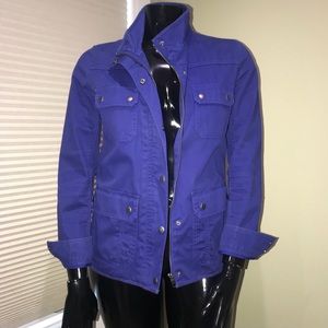 J. Crew Blue Relaxed Boyfriend Fit Belted Cotton Field Jacket - Size Medium
